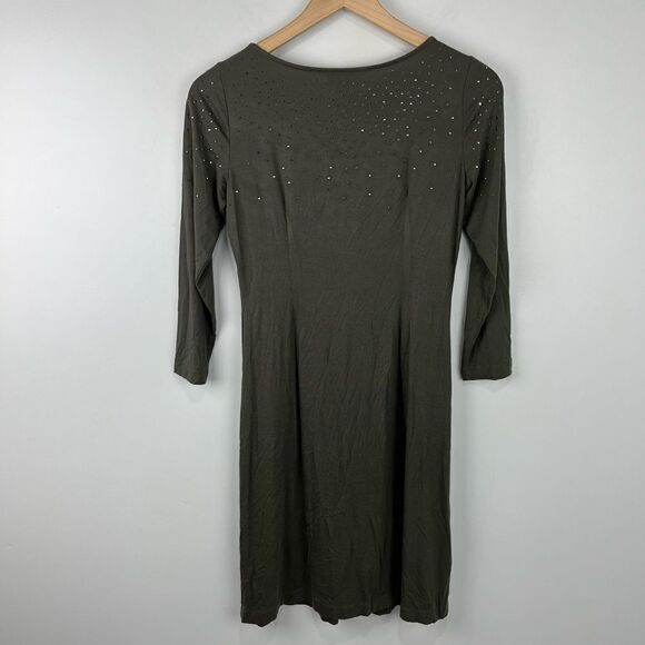 Tommy Bahama Embellished Dark Green L/S Swing Dress XS - Picture 5 of 6